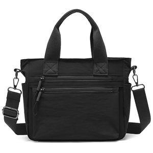 Small Nylon Tote Bag Black Crossbody Shoulder Handbag With Top :^)